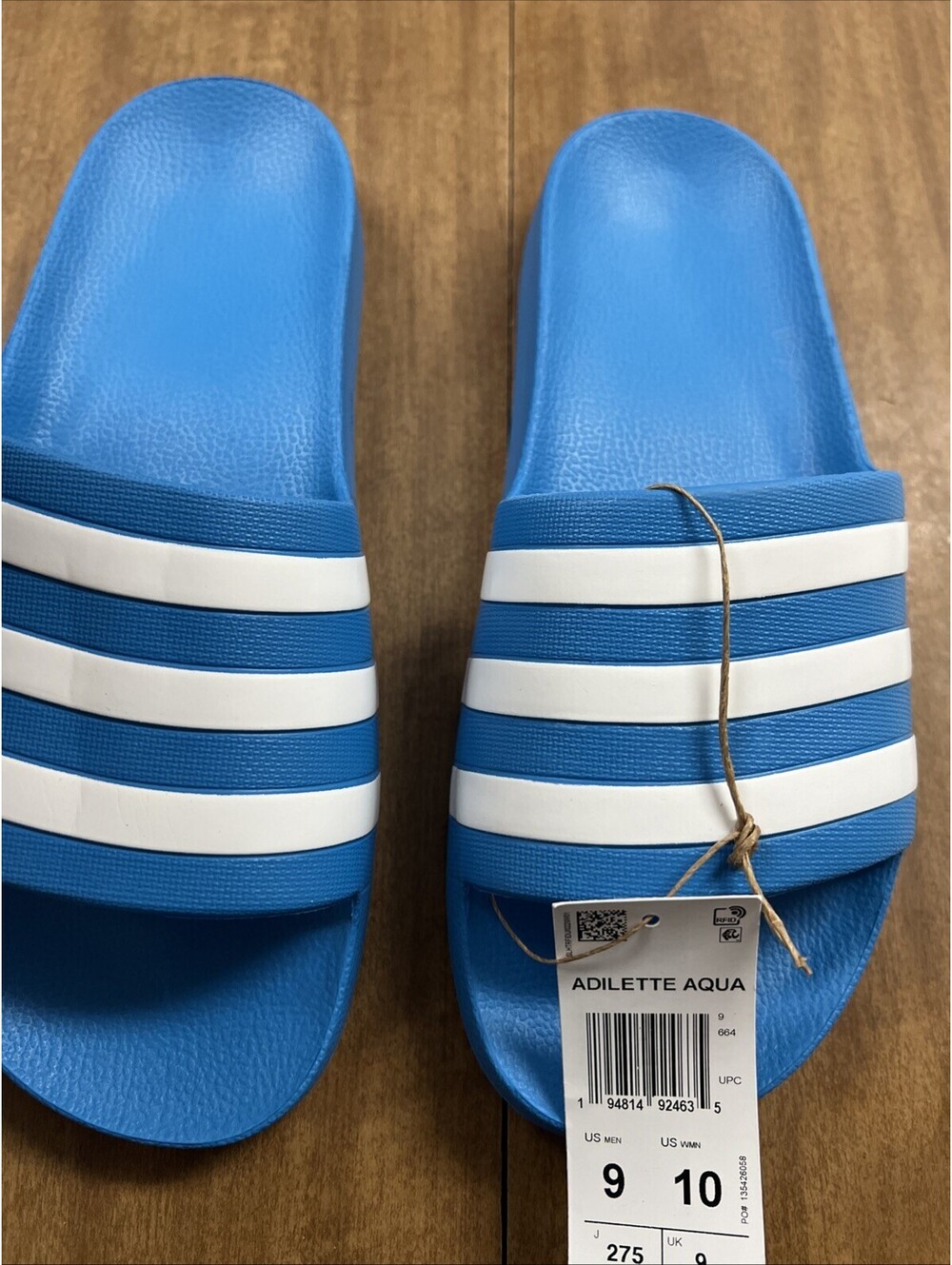 Adidas FY8047 Solar Blue Adilette Aqua Slide Men's Size 9 Women’s Size 10